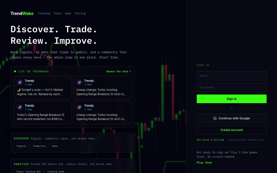 Screenshot of TrendWake